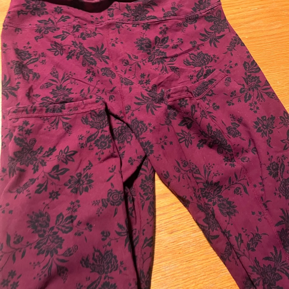 Women with Control Purple Leggings Floral Design